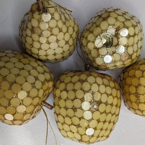 Christmas ornaments pale yellow/gold mosaic 1970's RARE! C11 - Picture 14 of 15